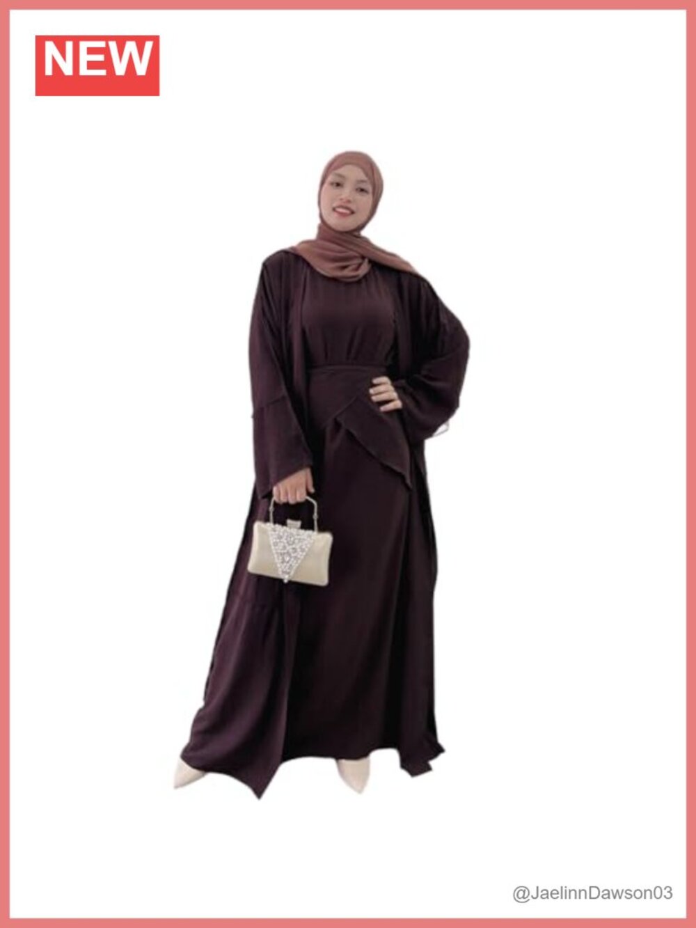 Women's Muslim Abaya Dress 3 Piece Set Islamic Prayer Robe Open Front Flowy